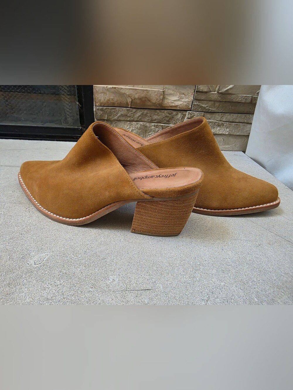 Jeffrey Campbell Favela Mules Tan Camel Suede Sz 9.5 70s Vintage Revival Boho